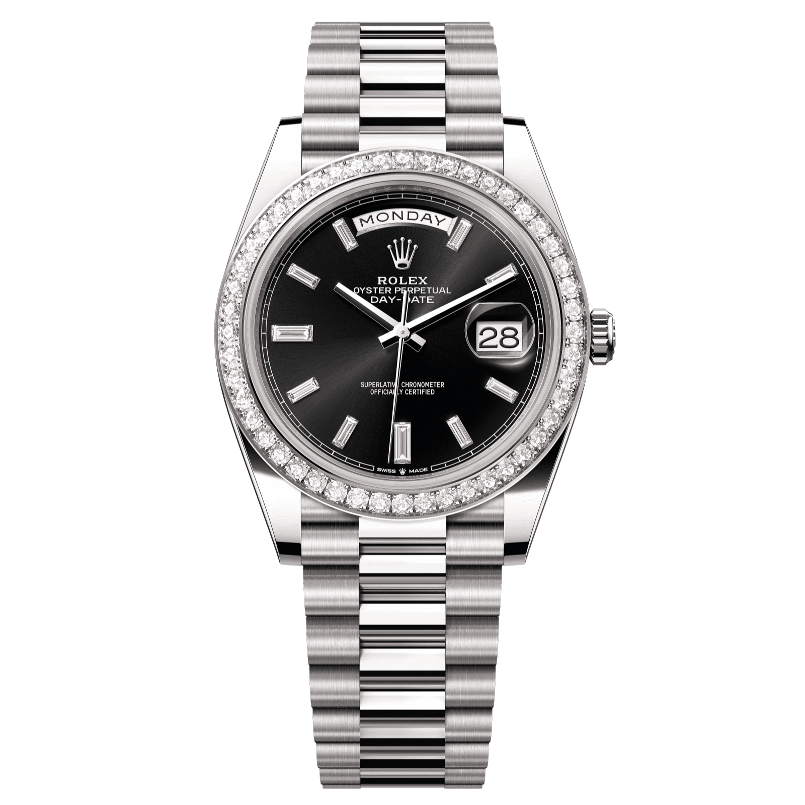 Rolex Day-Date 40mm Bright Black Diamond Dial White Gold 228349rbr-0003 - WATCHXNYC