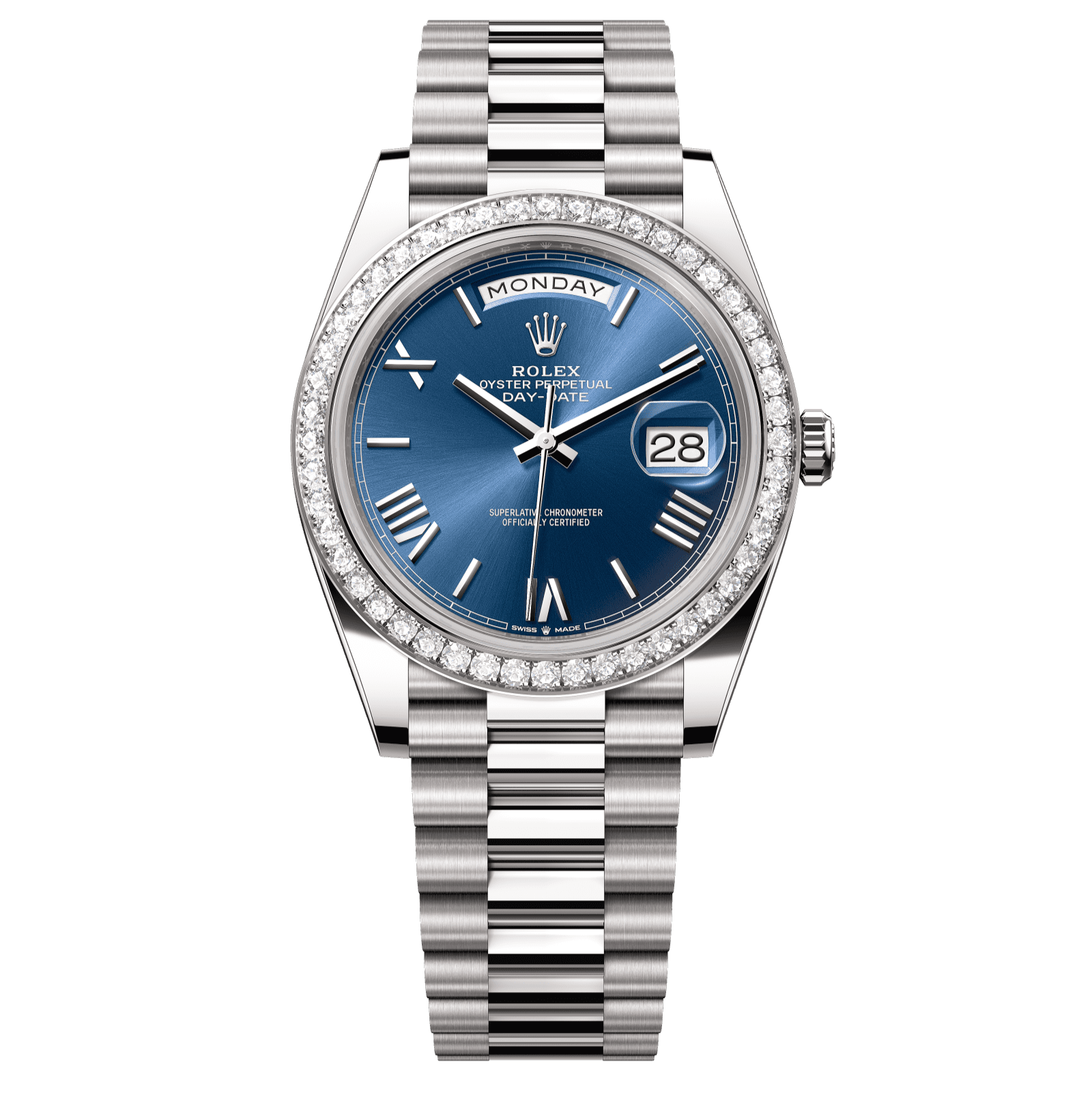 Rolex Day-Date 40mm Bright Blue Dial White Gold 228349rbr-0005 - WATCHXNYC