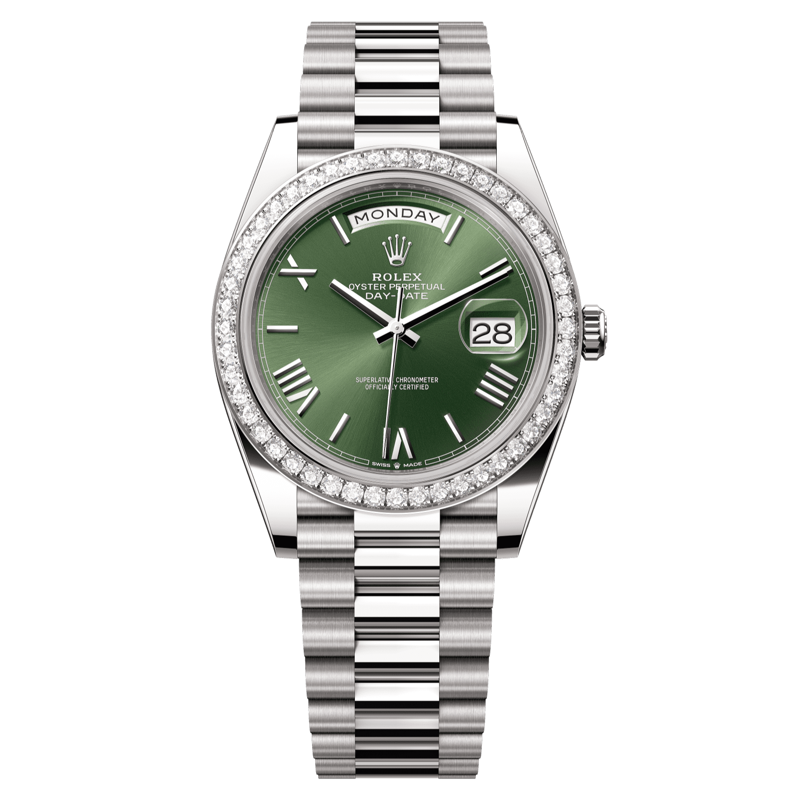 Rolex Day-Date 40mm Olive Green Dial White Gold 228349rbr-0030 - WATCHXNYC