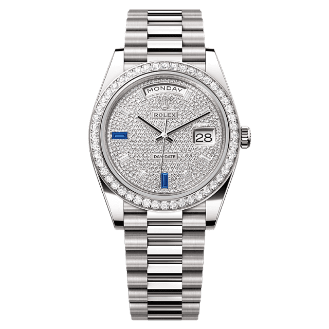 Rolex Day-Date 40mm Diamond Paved Dial White Gold 228349rbr-0036 - WATCHXNYC