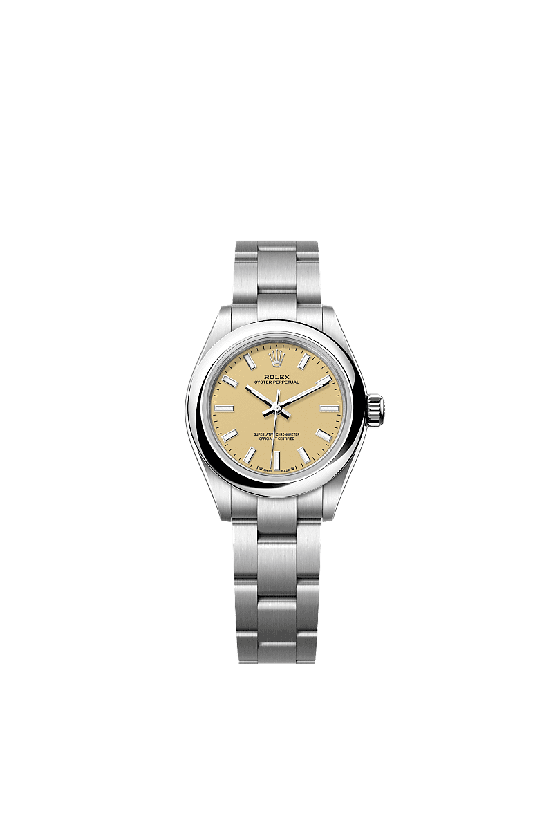 Rolex Oyster Perpetual 28mm Beige Dial Oystersteel 276200 - WATCHXNYC