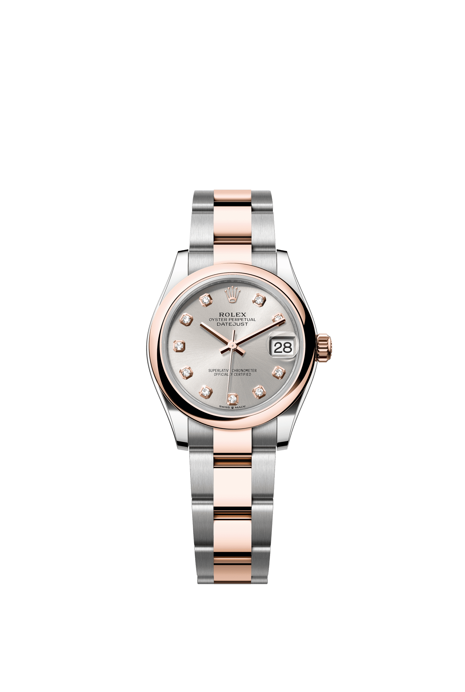 Rolex Datejust 31mm Silver Diamond Dial Oystersteel & Everose Gold 278241 - WATCHXNYC