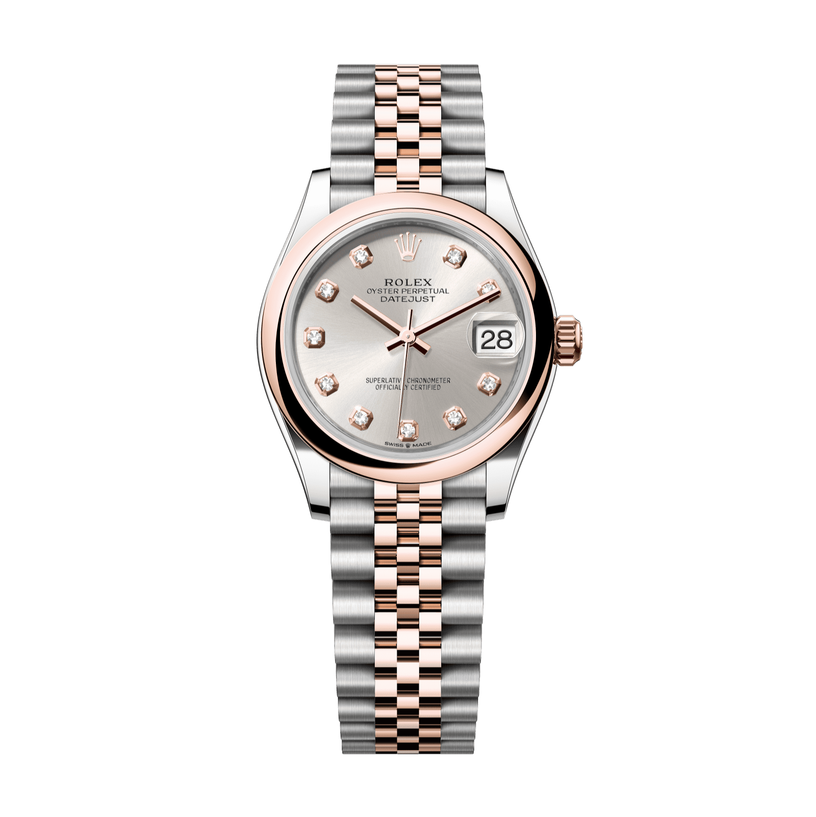 Rolex Datejust 31mm Silver Diamond Dial Oystersteel & Everose Gold 278241-0016 - WATCHXNYC