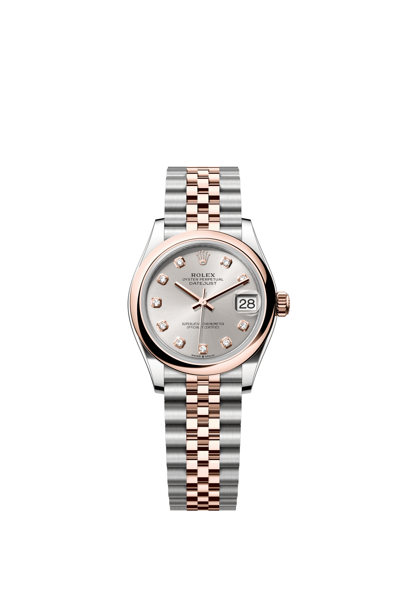 Rolex Datejust 31mm Silver Diamond Dial Oystersteel & Everose Gold 278241 - WATCHXNYC