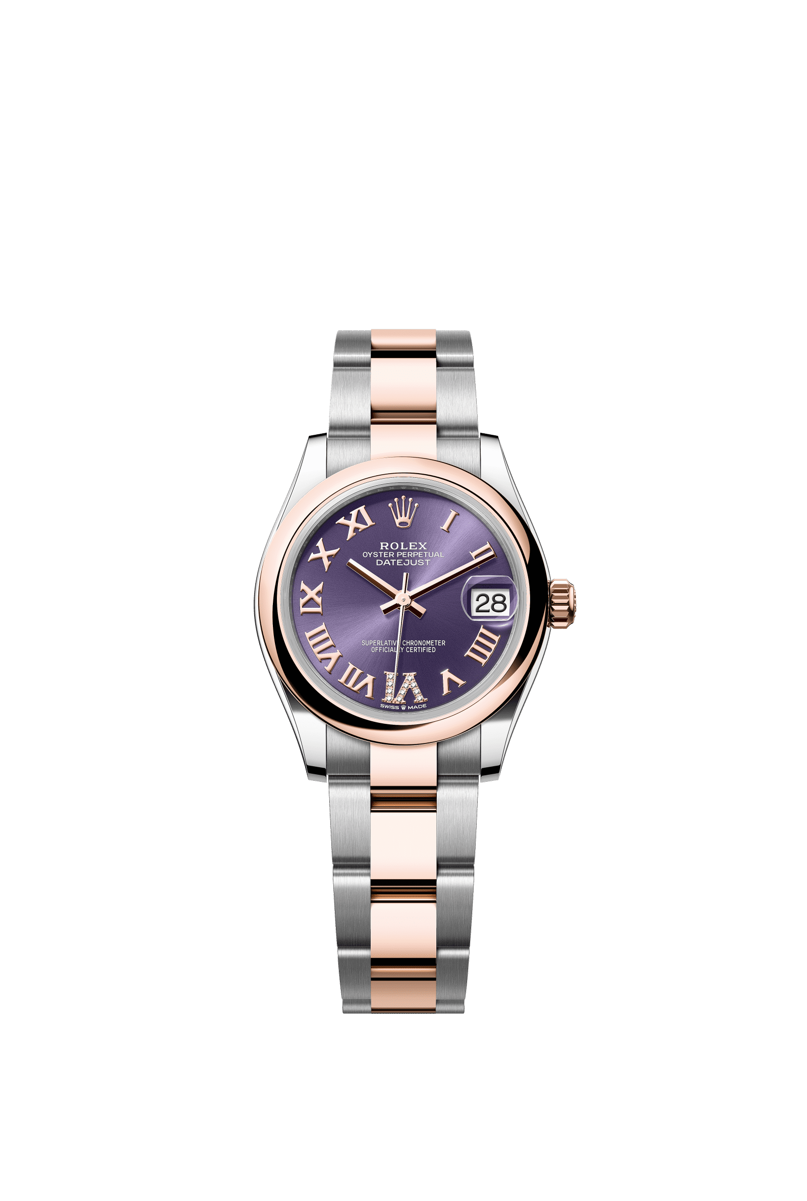 Rolex Datejust 31mm Aubergine Diamond Dial Oystersteel & Everose Gold 278241 - WATCHXNYC