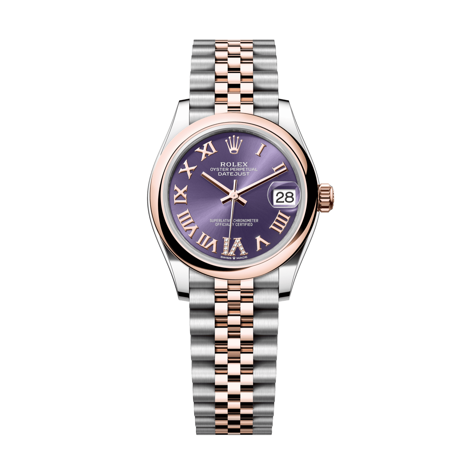 Rolex Datejust 31mm Aubergine Diamond Dial Oystersteel & Everose Gold 278241-0020 - WATCHXNYC