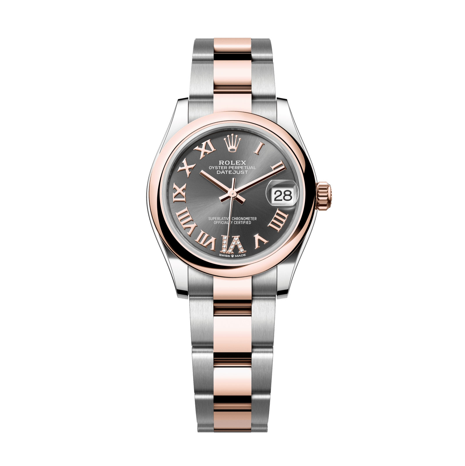 Rolex Datejust 31mm Slate Diamond Dial Oystersteel & Everose Gold 278241-0029 - WATCHXNYC