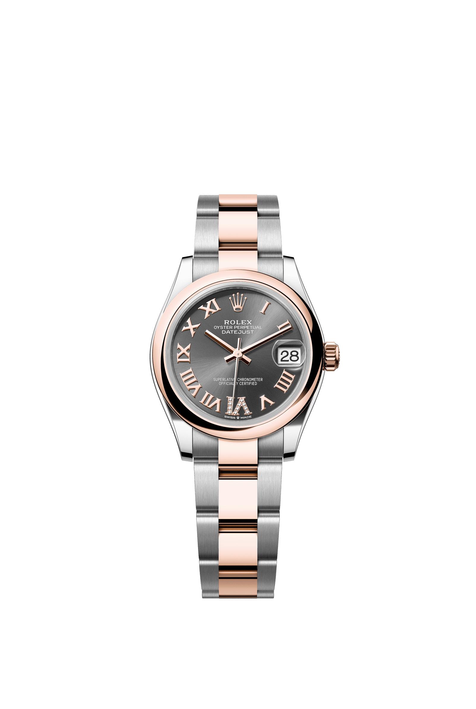 Rolex Datejust 31mm Slate Diamond Dial Oystersteel & Everose Gold 278241 - WATCHXNYC