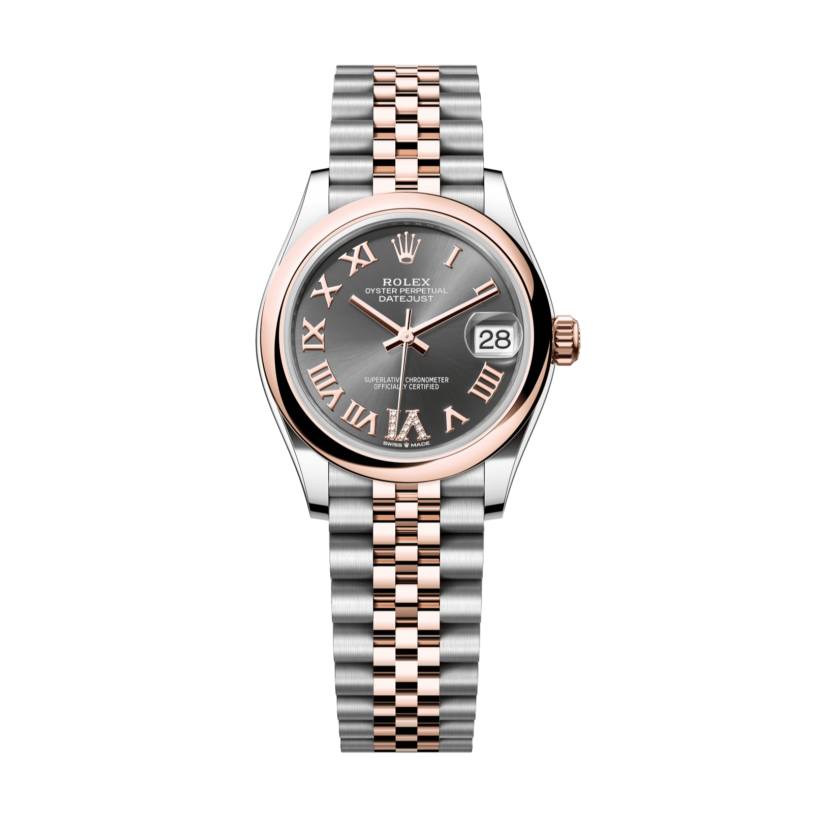 Rolex Datejust 31mm Slate Diamond Dial Oystersteel & Everose Gold 278241-0030 - WATCHXNYC