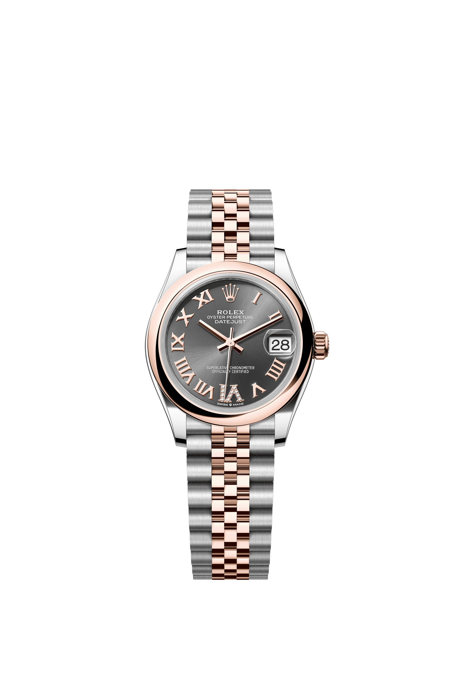 Rolex Datejust 31mm Slate Diamond Dial Oystersteel & Everose Gold 278241 - WATCHXNYC