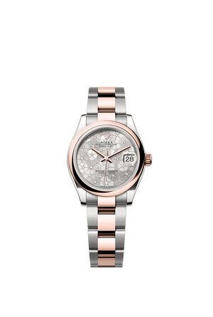 Rolex Datejust 31mm Silver Floral-Motif Diamond Dial Oystersteel & Everose Gold 278241-0031