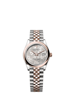Rolex Datejust 31mm Silver Floral-Motif Diamond Dial Oystersteel & Everose Gold m278241-0032