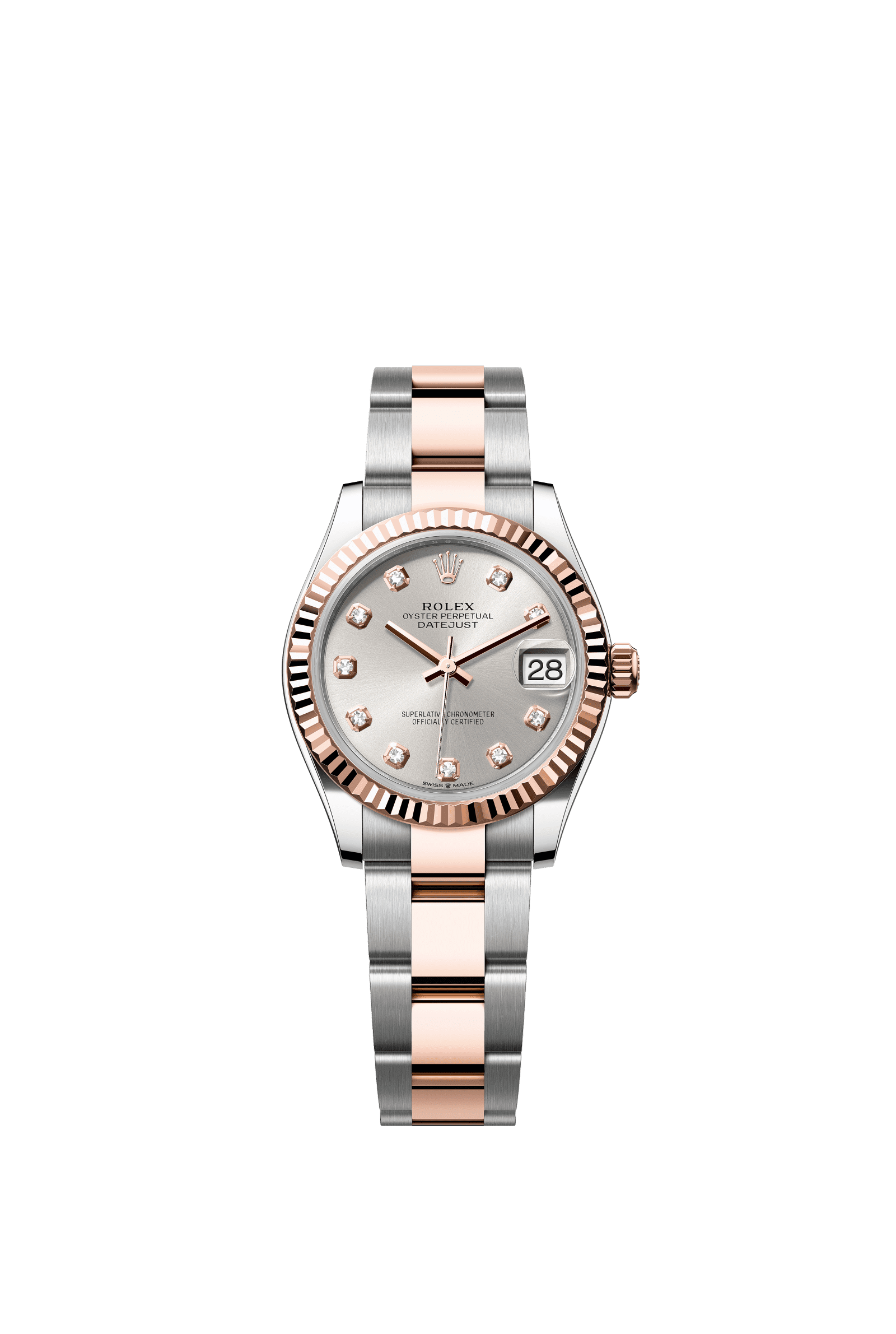Rolex Datejust 31mm Silver Diamond Dial Oystersteel & Everose Gold 278271 - WATCHXNYC