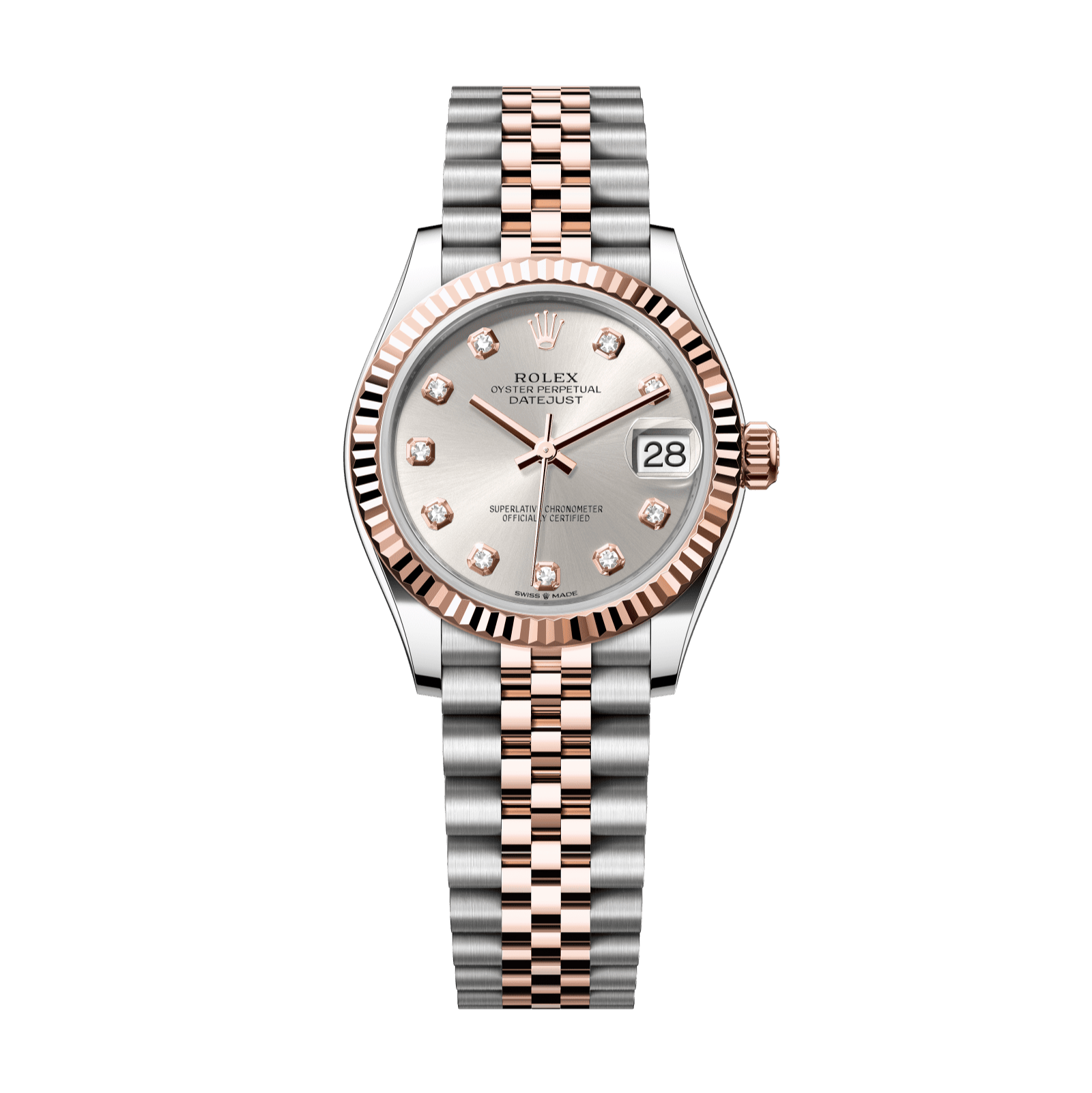 Rolex Datejust 31mm Silver Diamond Dial Oystersteel & Everose Gold 278271-0016 - WATCHXNYC