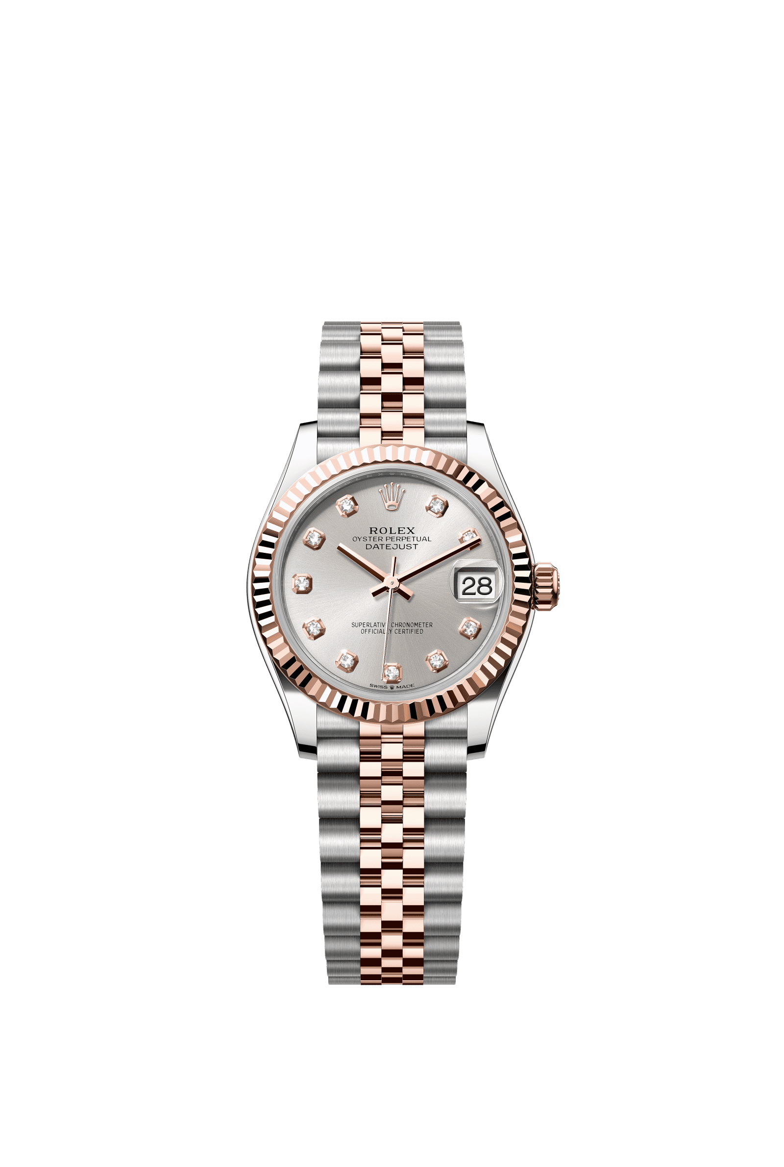 Rolex Datejust 31mm Silver Diamond Dial Oystersteel & Everose Gold 278271 - WATCHXNYC