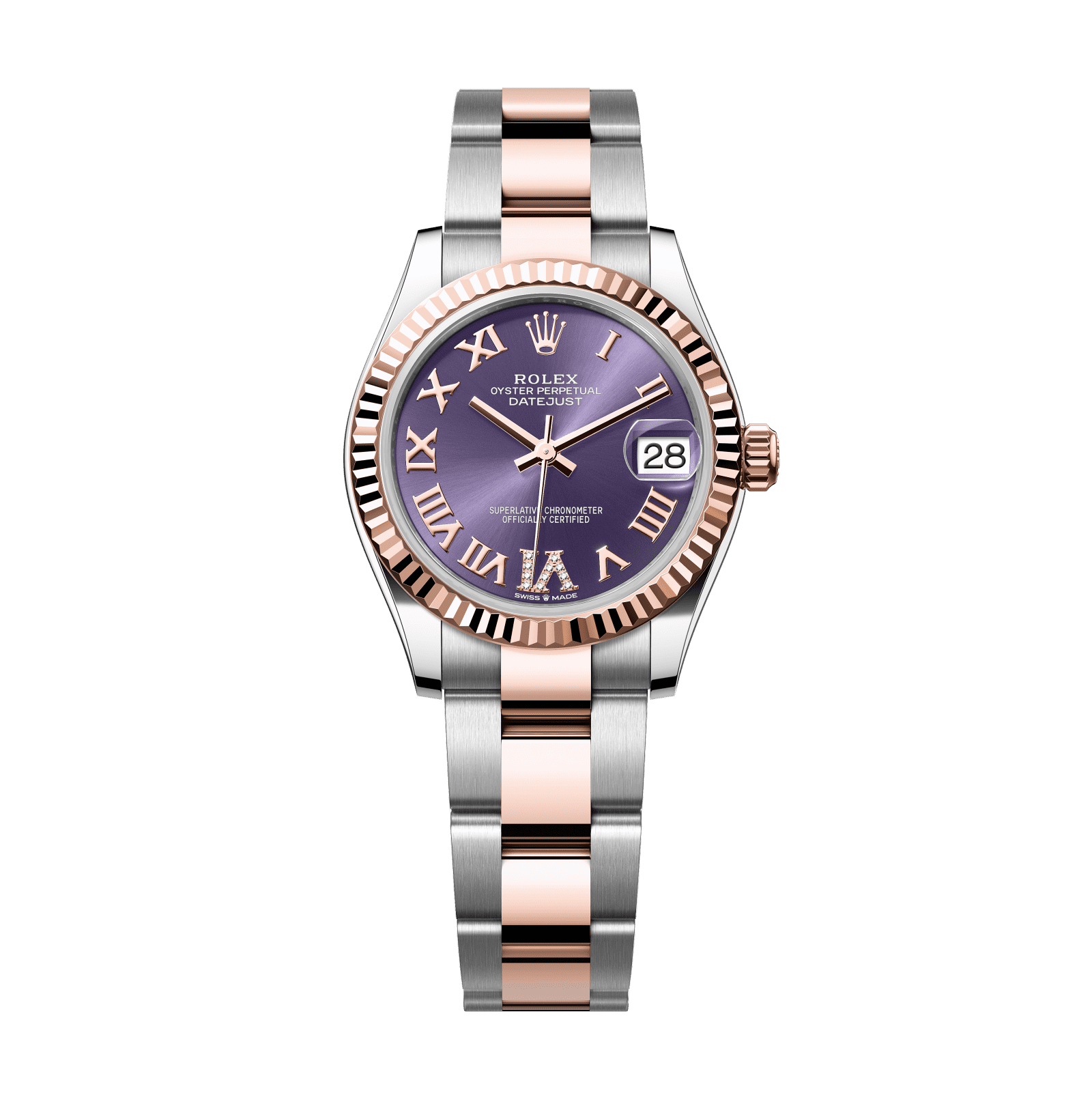 Rolex Datejust 31mm Aubergine Diamond Dial Oystersteel & Everose Gold 278271-0019 - WATCHXNYC