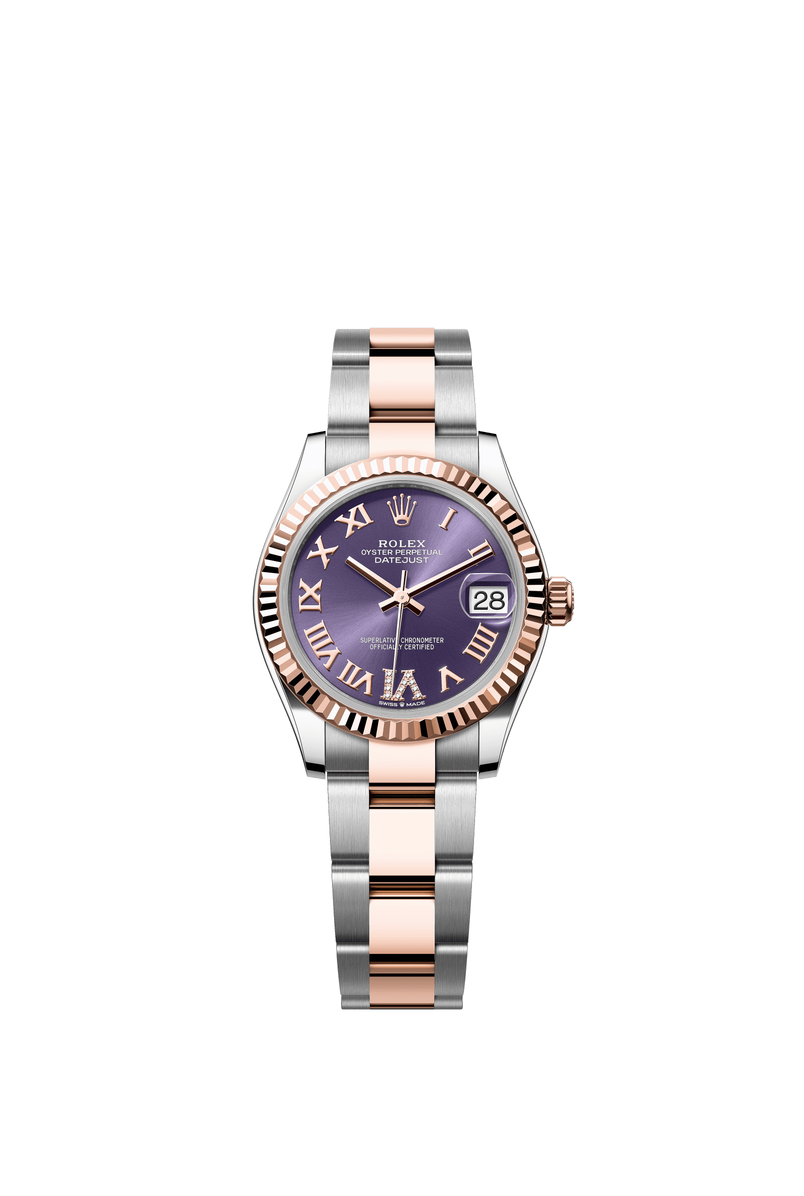 Rolex Datejust 31mm Aubergine Diamond Dial Oystersteel & Everose Gold 278271 - WATCHXNYC