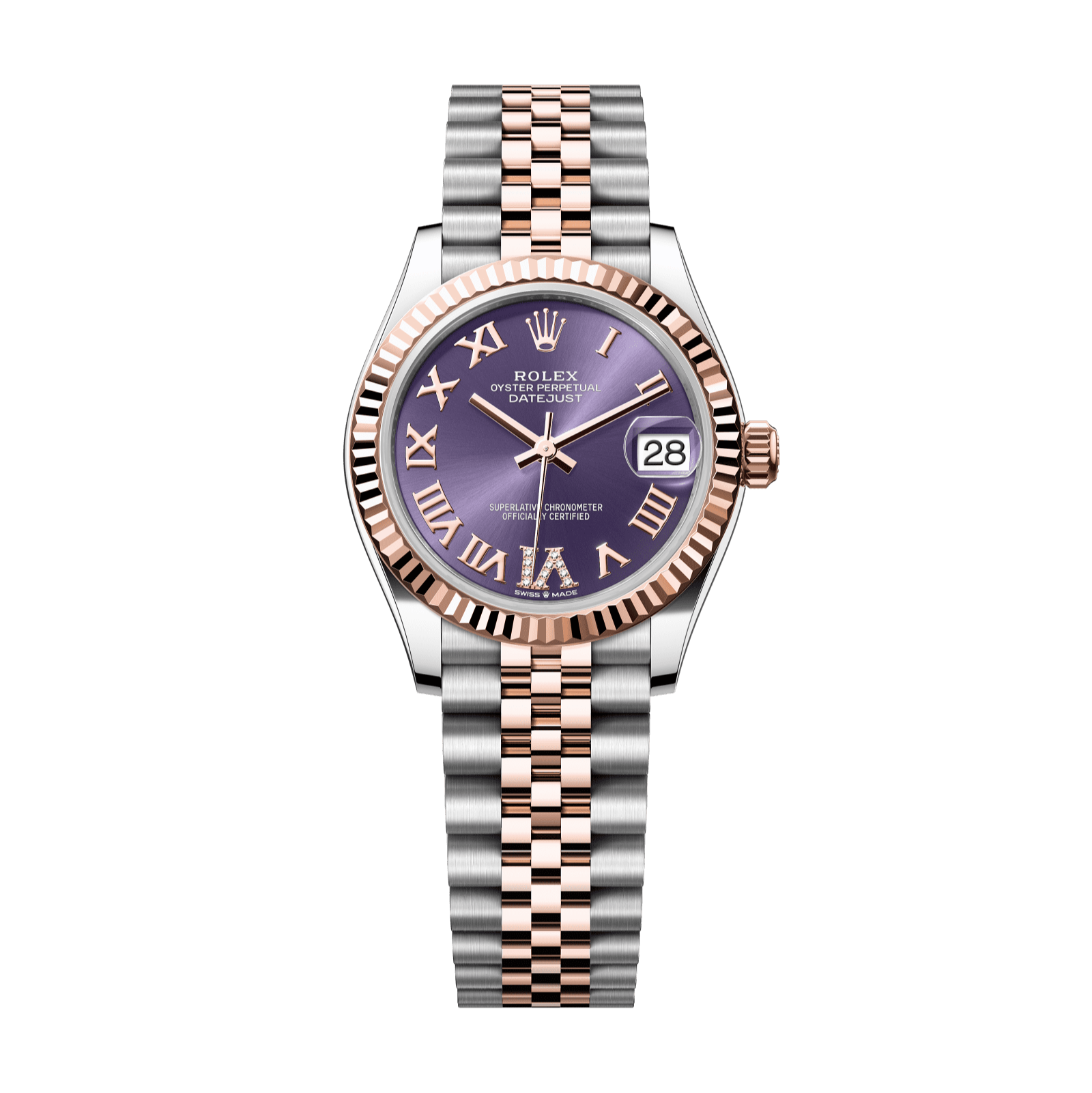 Rolex Datejust 31mm Aubergine Diamond Dial Oystersteel & Everose Gold 278271-0020 - WATCHXNYC