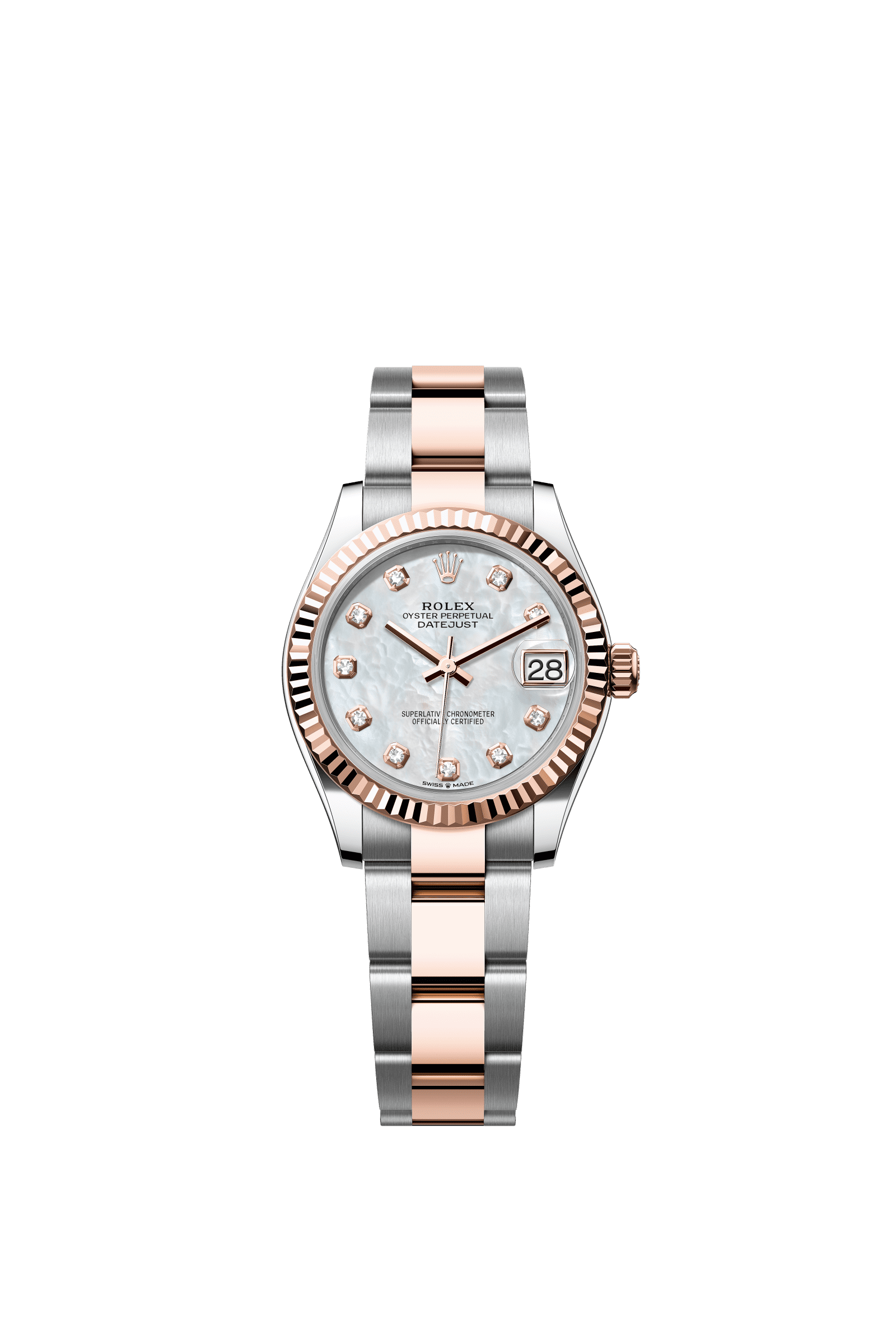 Rolex Datejust 31mm White Mother-Of-Pearl Diamond Dial Oystersteel & Everose Gold 278271 - WATCHXNYC
