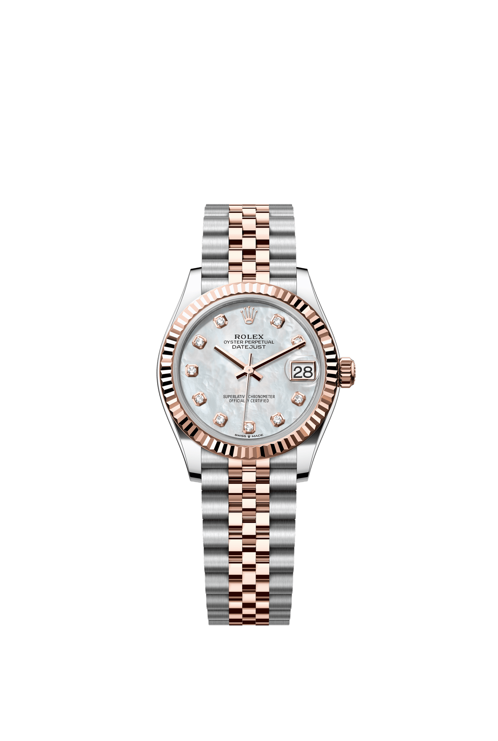 Rolex Datejust 31mm White Mother-Of-Pearl Diamond Dial Oystersteel & Everose Gold 278271 - WATCHXNYC