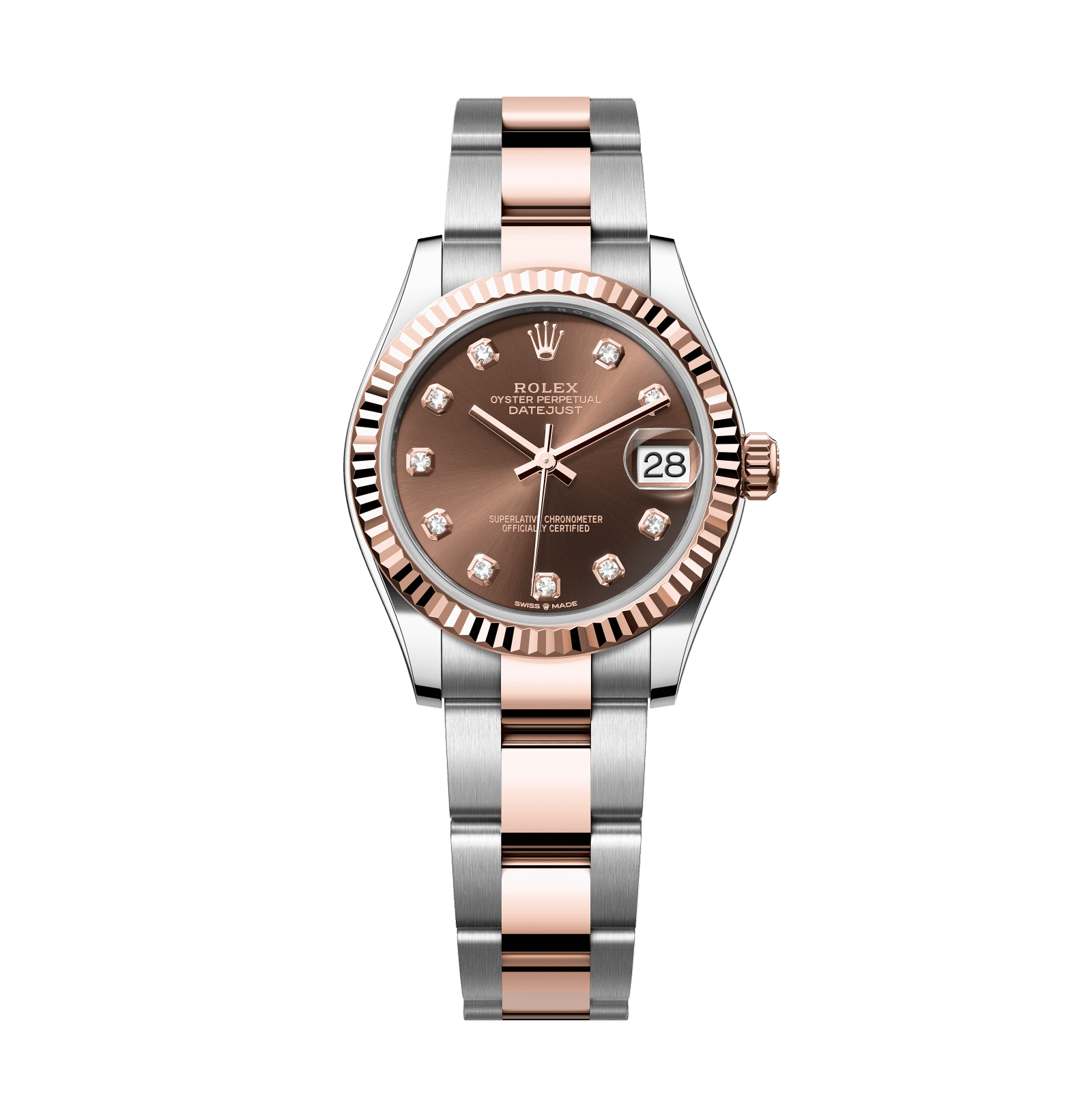 Rolex Datejust 31mm Chocolate Diamond Dial Oystersteel & Everose Gold 278271-0027 - WATCHXNYC