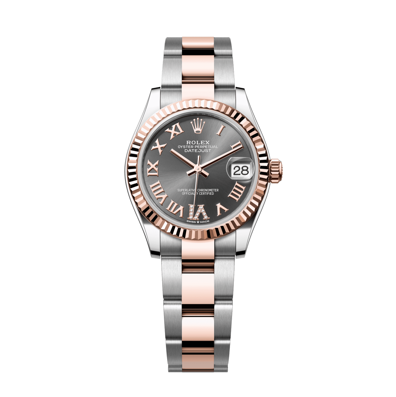 Rolex Datejust 31mm Slate Diamond Dial Oystersteel & Everose Gold 278271-0029 - WATCHXNYC