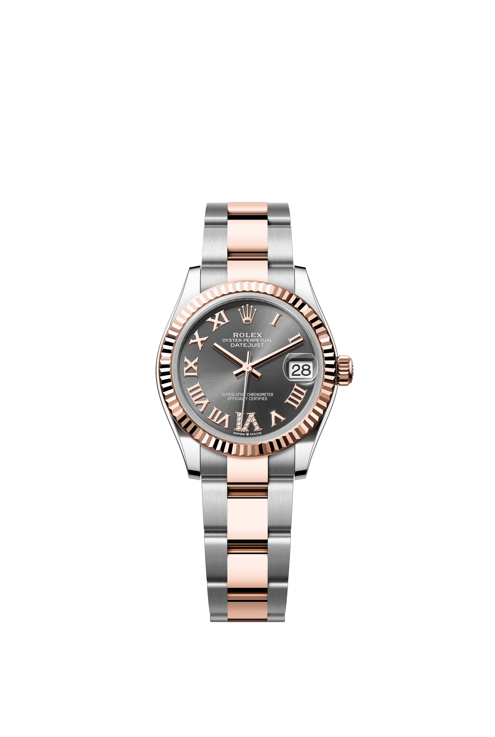 Rolex Datejust 31mm Slate Diamond Dial Oystersteel & Everose Gold 278271 - WATCHXNYC