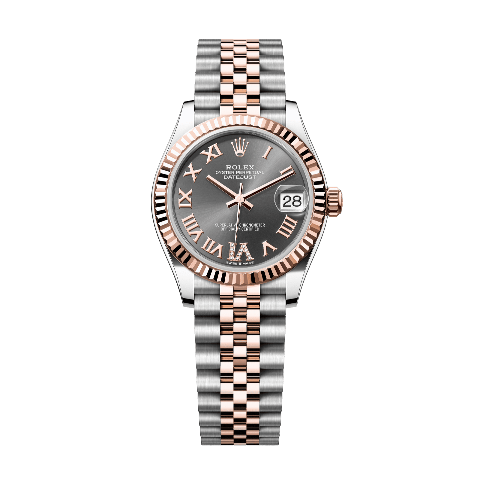 Rolex Datejust 31mm Slate Diamond Dial Oystersteel & Everose Gold 278271-0030 - WATCHXNYC