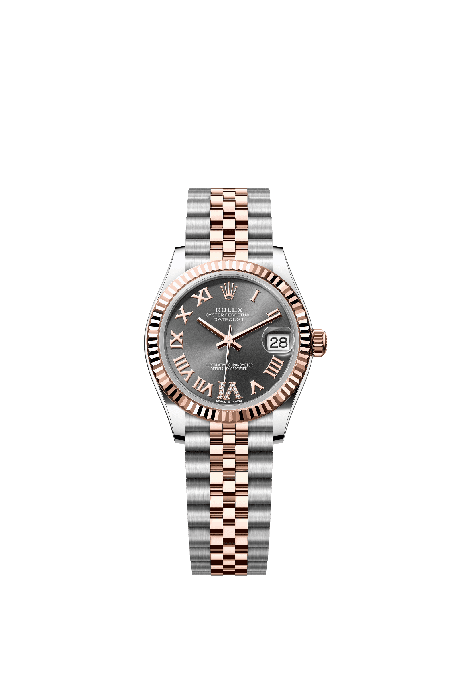 Rolex Datejust 31mm Slate Diamond Dial Oystersteel & Everose Gold 278271 - WATCHXNYC