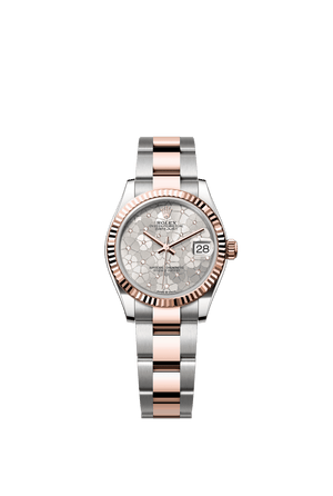 Rolex Datejust 31mm Silver Floral-Motif Diamond Dial Oystersteel & Everose Gold m278271-0031