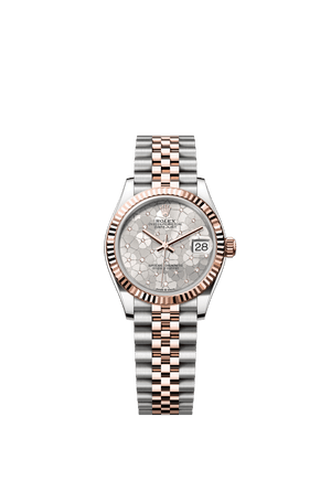 Rolex Datejust 31mm Silver Floral-Motif Diamond Dial Oystersteel & Everose Gold m278271-0032