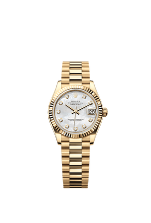 Rolex Datejust 31mm White Mother-Of-Pearl Diamond Dial Yellow Gold m278278-0010