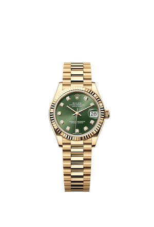 Rolex Datejust 31mm Olive-Green Diamond Dial Yellow Gold 278278-0011