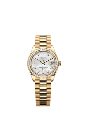 Rolex Datejust 31mm White Mother-Of-Pearl Diamond Dial Yellow Gold m278288rbr-0006