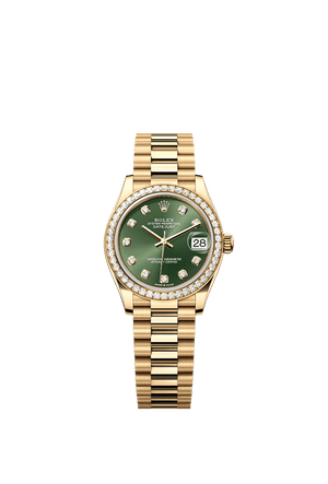Rolex Datejust 31mm Olive-Green Diamond Dial Yellow Gold m278288rbr-0007