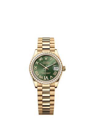Rolex Datejust 31mm Olive-Green Diamond Dial Yellow Gold m278288rbr-0024
