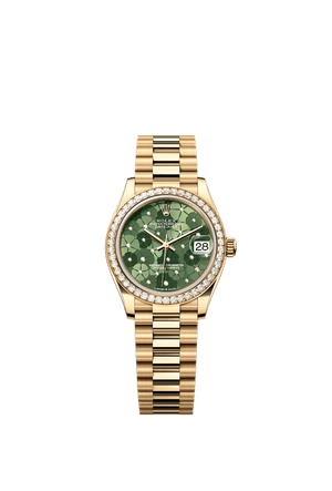 Rolex Datejust 31mm Olive-Green Floral-Motif Diamond Dial Yellow Gold m278288rbr-0038