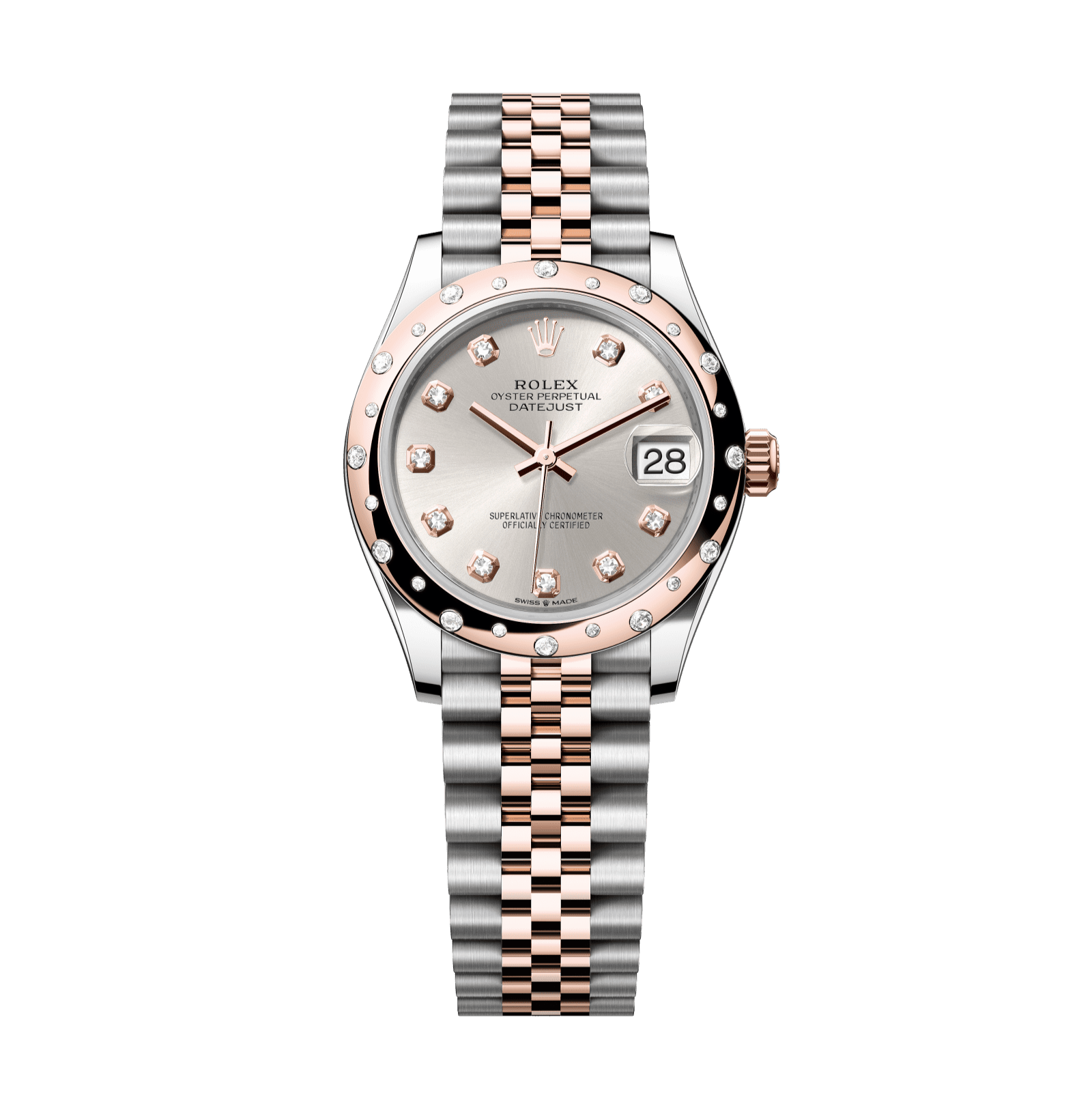 Rolex Datejust 31mm Silver Diamond Dial Oystersteel & Everose Gold 278341rbr-0016 - WATCHXNYC