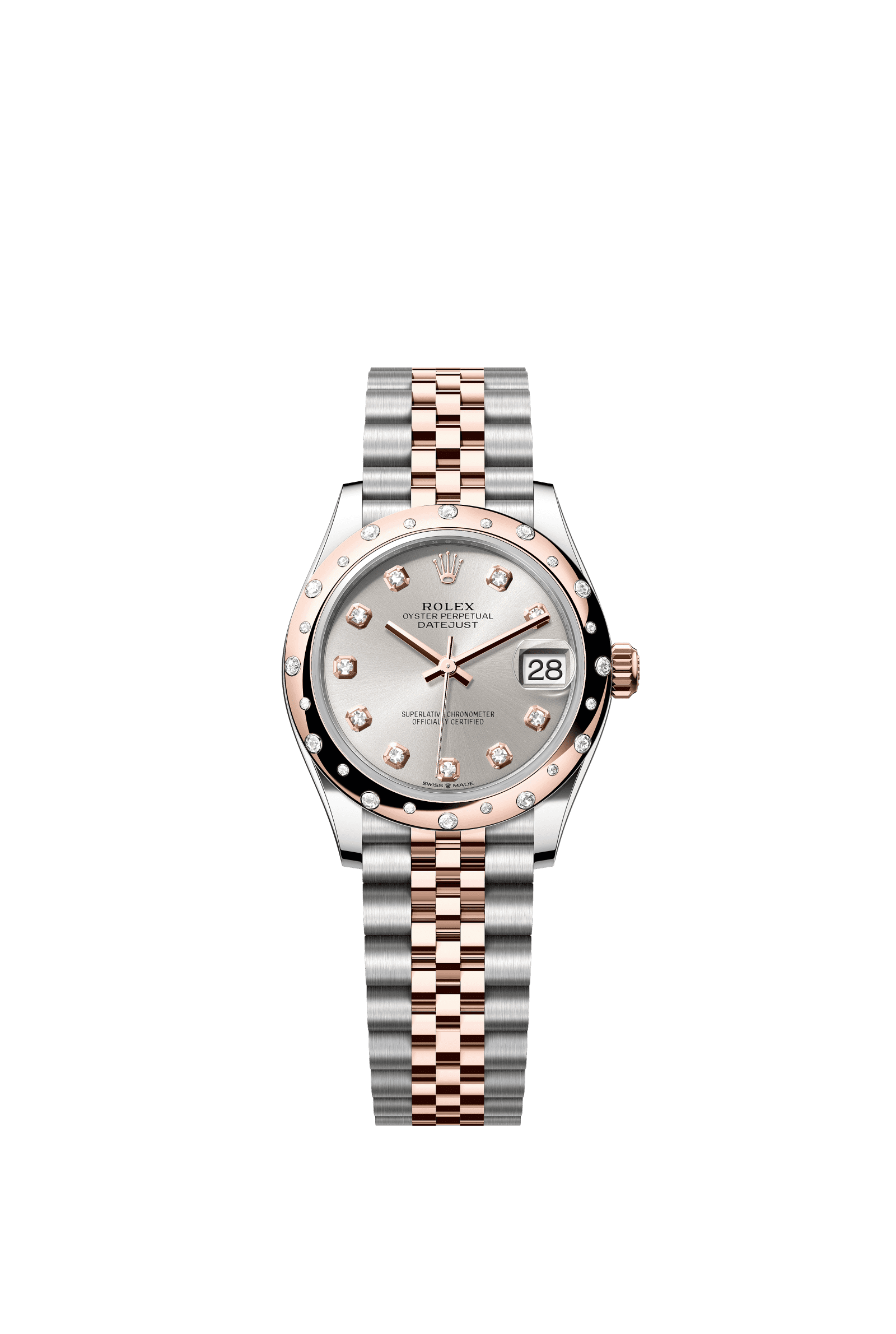 Rolex Datejust 31mm Silver Diamond Dial Oystersteel & Everose Gold 278341RBR - WATCHXNYC