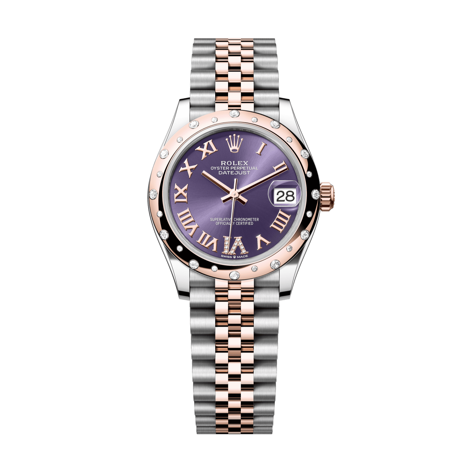 Rolex Datejust 31mm Aubergine Diamond Dial Oystersteel & Everose Gold 278341rbr-0020 - WATCHXNYC