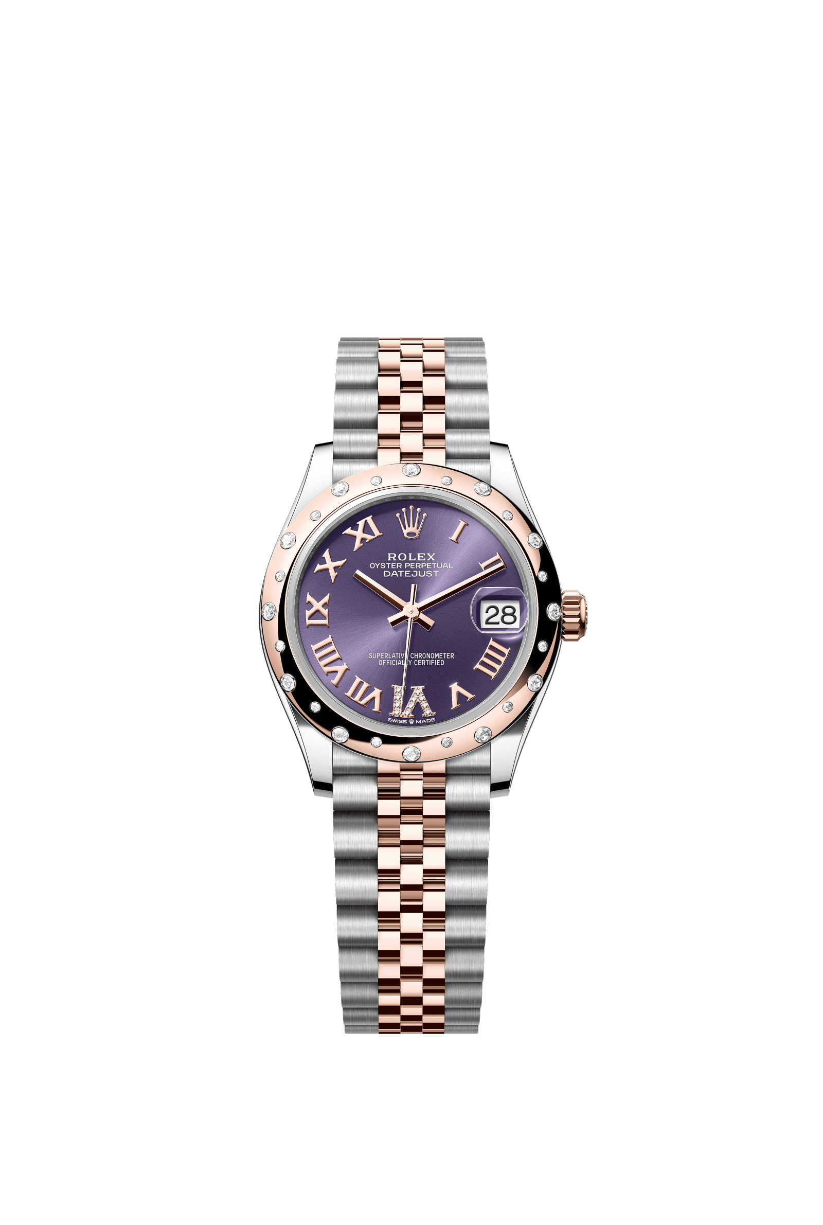 Rolex Datejust 31mm Aubergine Diamond Dial Oystersteel & Everose Gold 278341RBR - WATCHXNYC