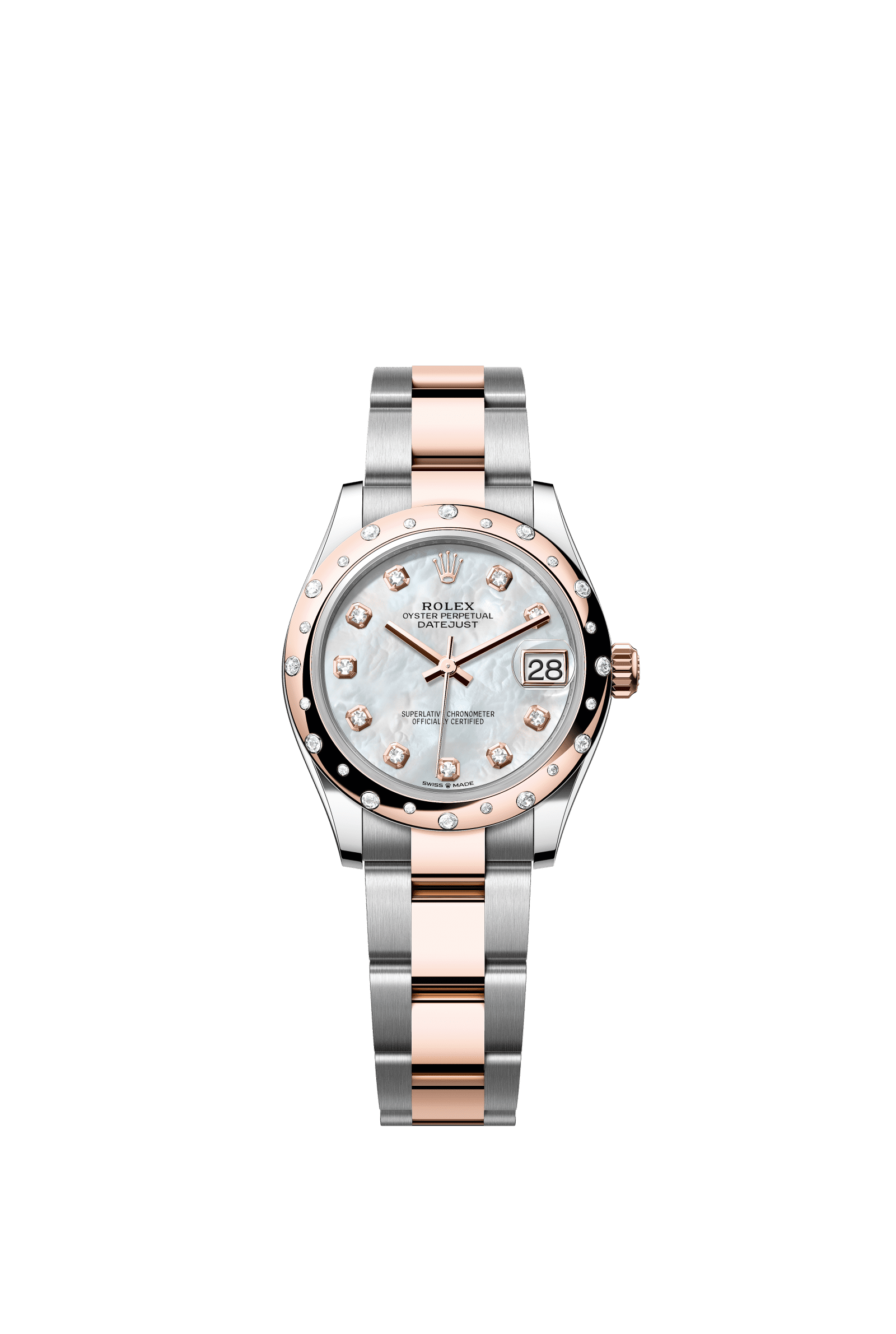 Rolex Datejust 31mm White Mother-Of-Pearl Diamond Dial Oystersteel & Everose Gold 278341RBR - WATCHXNYC