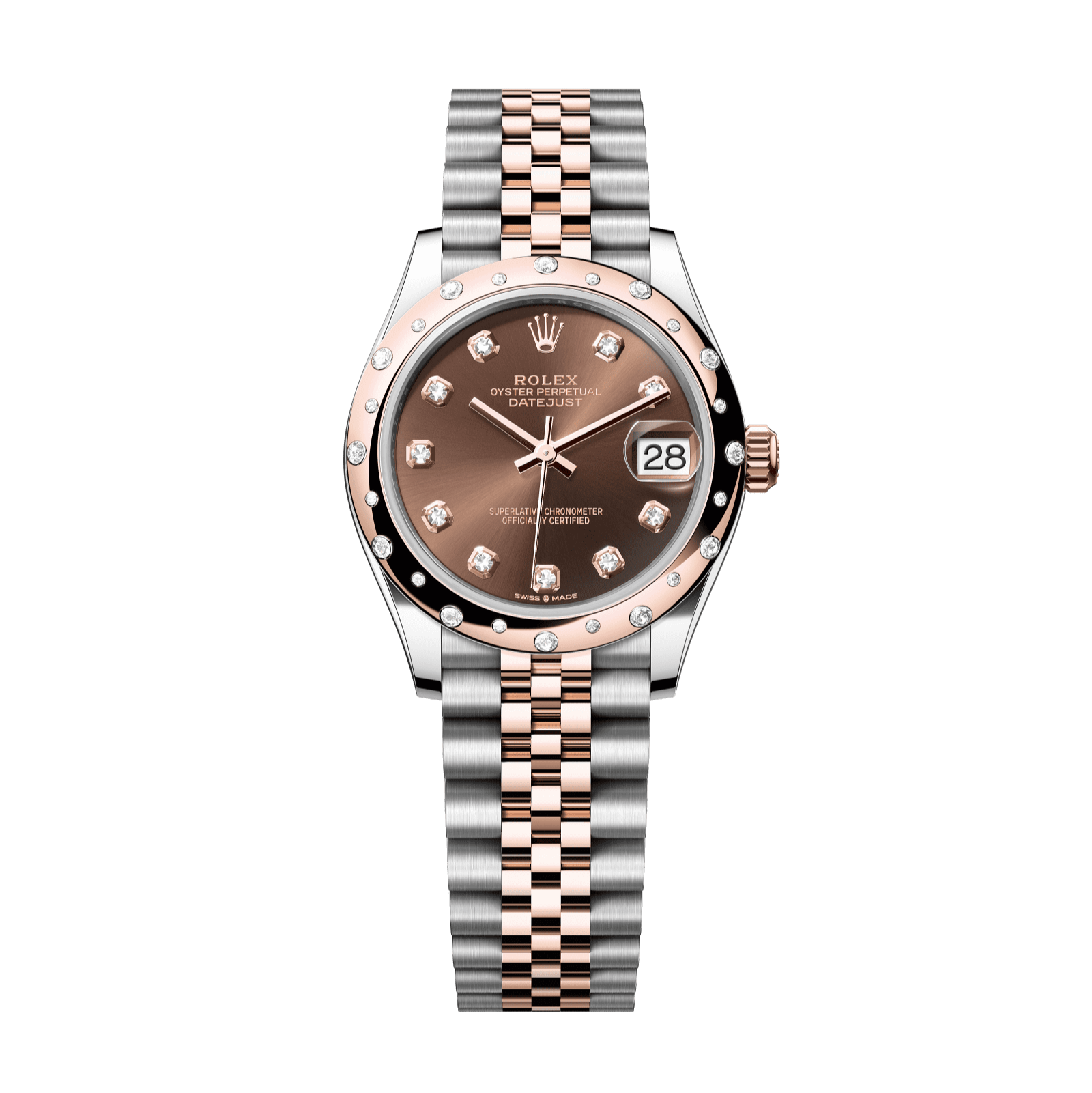 Rolex Datejust 31mm Chocolate Diamond Dial Oystersteel & Everose Gold m278341rbr-0028 - WATCHXNYC