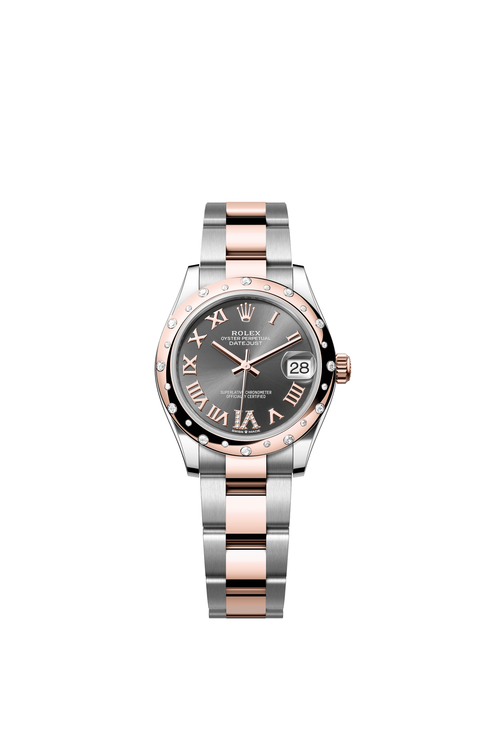 Rolex Datejust 31mm Slate Diamond Dial Oystersteel & Everose Gold m278341rbr-0029 - WATCHXNYC