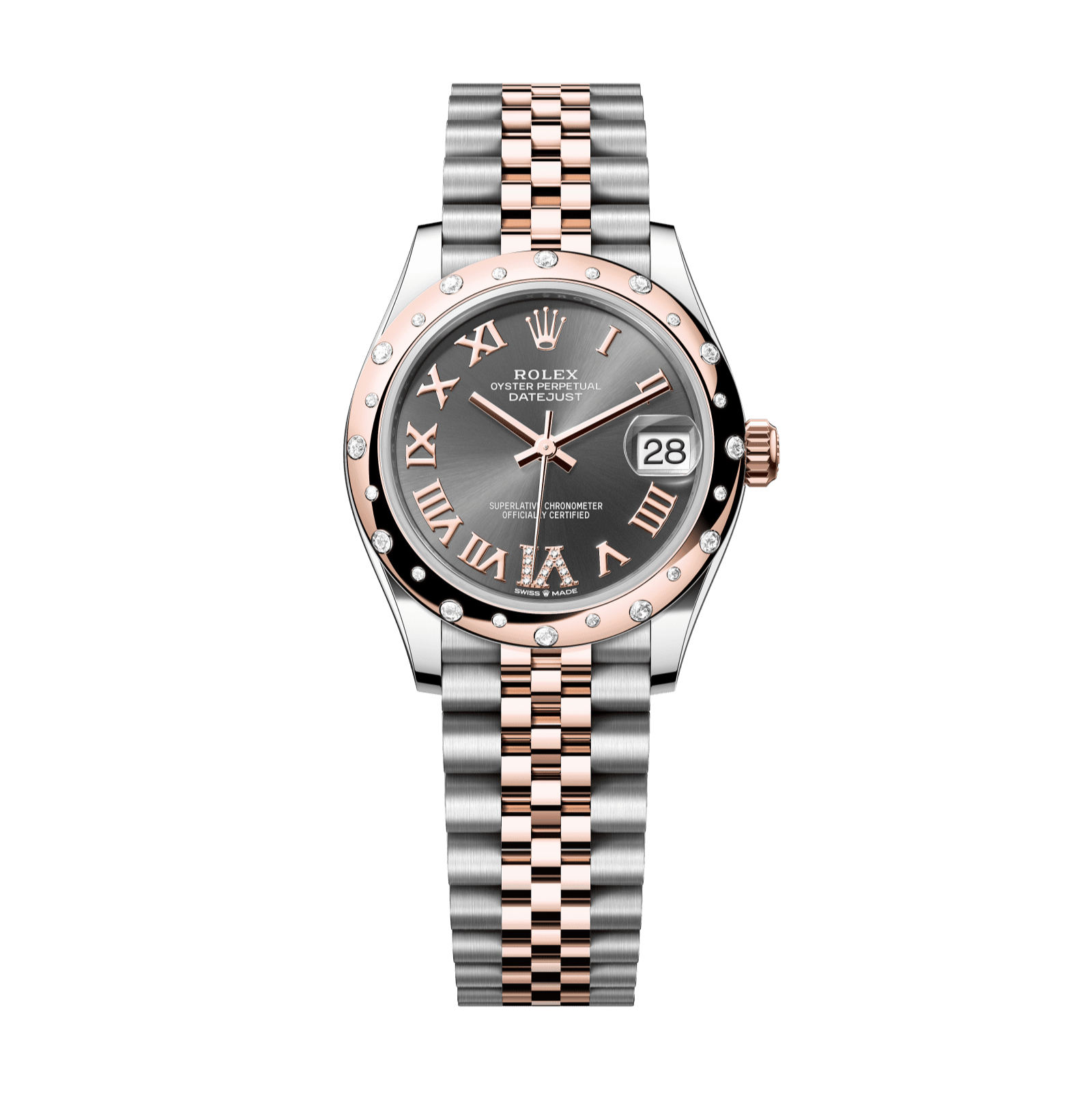 Rolex Datejust 31mm Slate Diamond Dial Oystersteel & Everose Gold 278341rbr-0030 - WATCHXNYC