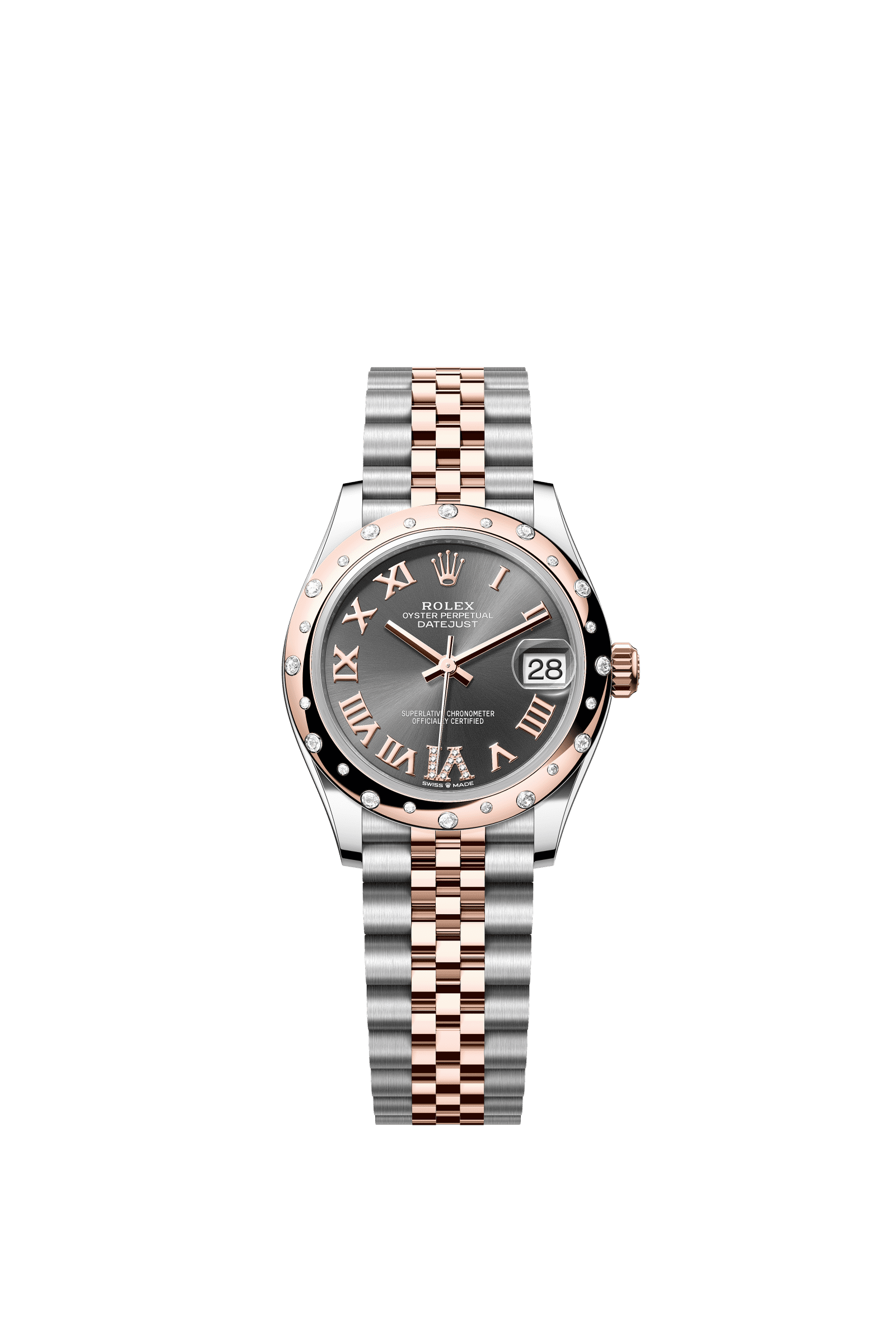 Rolex Datejust 31mm Slate Diamond Dial Oystersteel & Everose Gold 278341RBR - WATCHXNYC