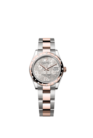 Rolex Datejust 31mm Silver Floral-Motif Diamond Dial Oystersteel & Everose Gold m278341rbr-0031