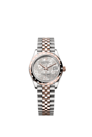 Rolex Datejust 31mm Silver Floral-Motif Diamond Dial Oystersteel & Everose Gold m278341rbr-0032
