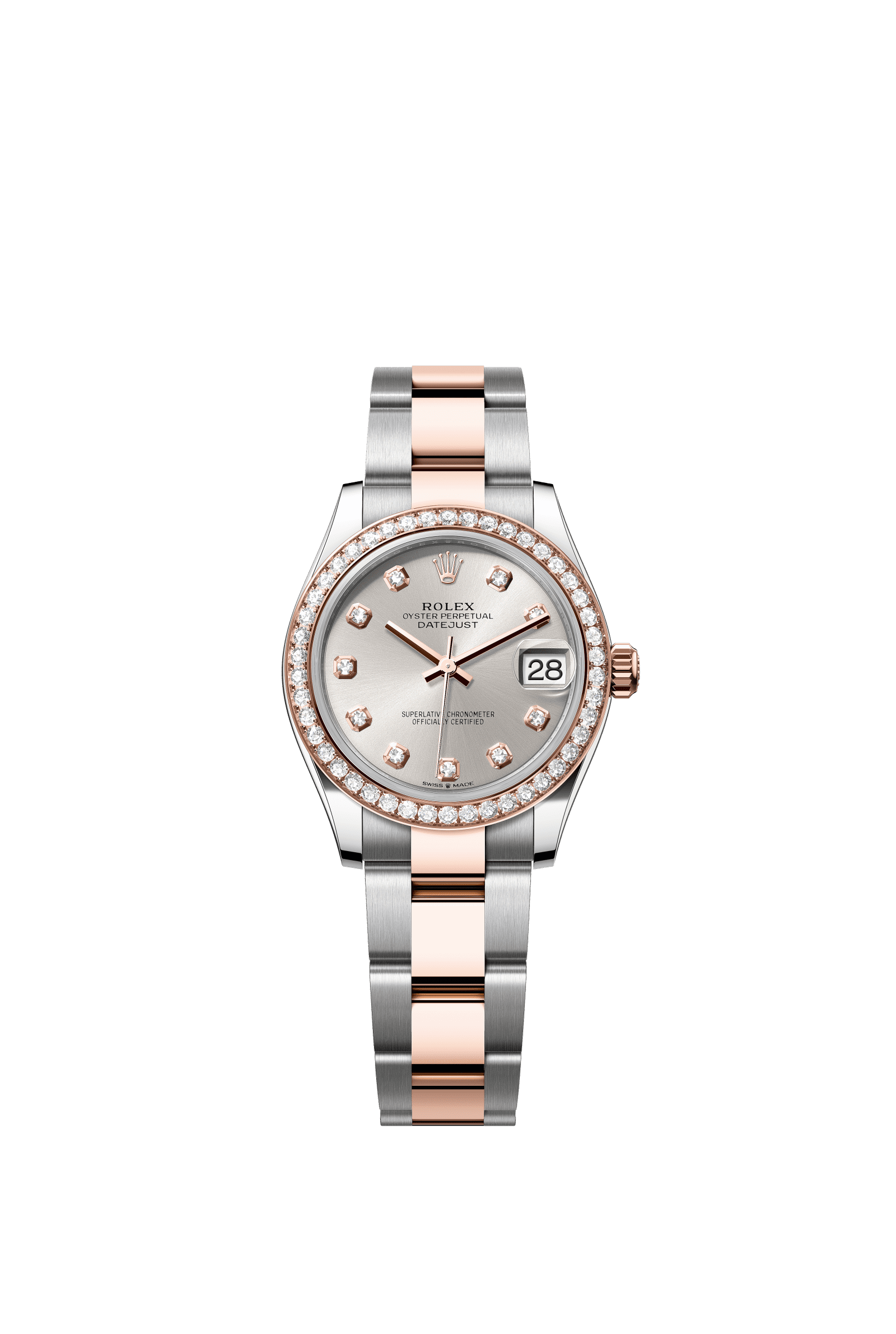 Rolex Datejust 31mm Silver Diamond Dial Oystersteel & Everose Gold 278381RBR - WATCHXNYC