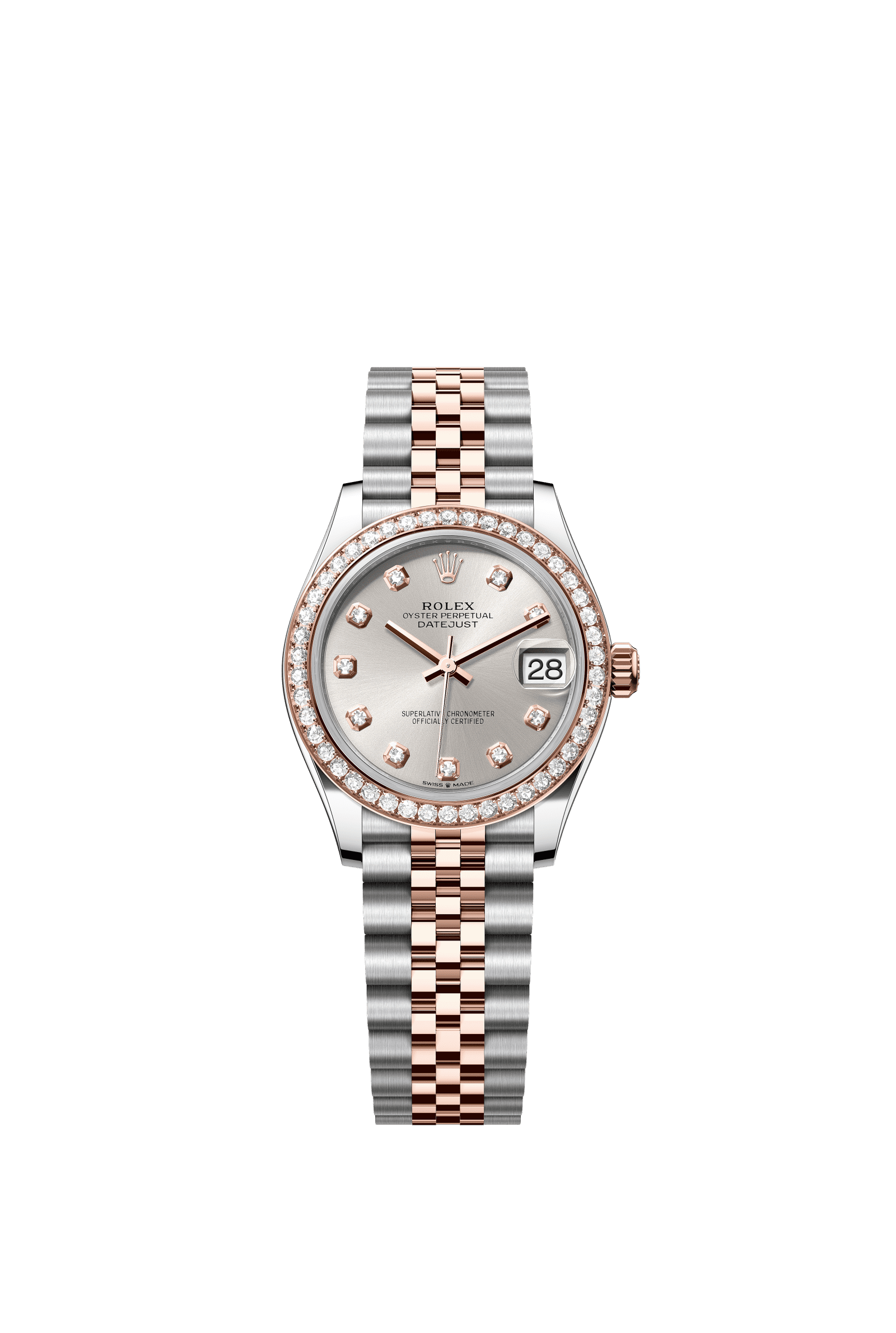 Rolex Datejust 31mm Silver Diamond Dial Oystersteel & Everose Gold 278381RBR - WATCHXNYC